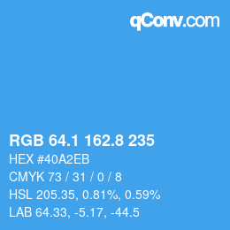 Color code: RGB 64.1 162.8 235 | qconv.com