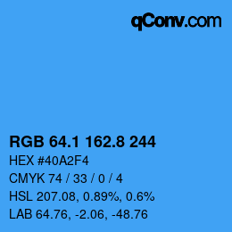Color code: RGB 64.1 162.8 244 | qconv.com