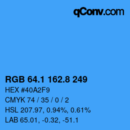 カラーコード: RGB 64.1 162.8 249 | qconv.com