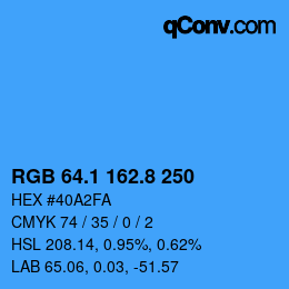 Color code: RGB 64.1 162.8 250 | qconv.com