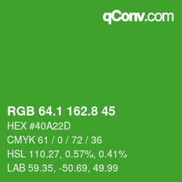 カラーコード: RGB 64.1 162.8 45 | qconv.com