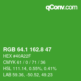 カラーコード: RGB 64.1 162.8 47 | qconv.com