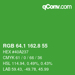カラーコード: RGB 64.1 162.8 55 | qconv.com