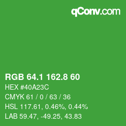 カラーコード: RGB 64.1 162.8 60 | qconv.com