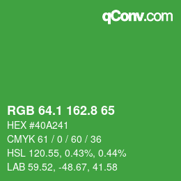 カラーコード: RGB 64.1 162.8 65 | qconv.com