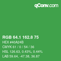 カラーコード: RGB 64.1 162.8 75 | qconv.com