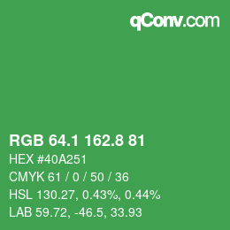 カラーコード: RGB 64.1 162.8 81 | qconv.com