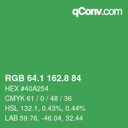 カラーコード: RGB 64.1 162.8 84 | qconv.com