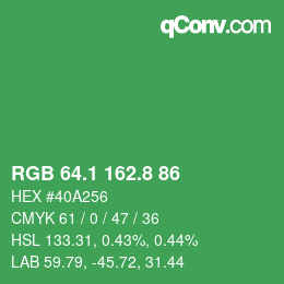 カラーコード: RGB 64.1 162.8 86 | qconv.com