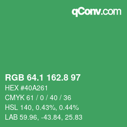 カラーコード: RGB 64.1 162.8 97 | qconv.com