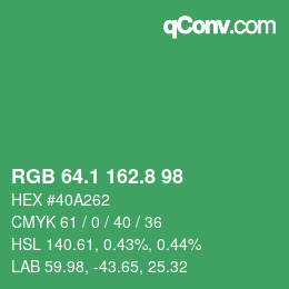 カラーコード: RGB 64.1 162.8 98 | qconv.com