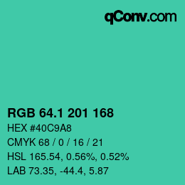 カラーコード: RGB 64.1 201 168 | qconv.com