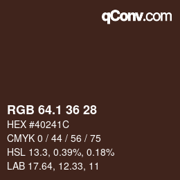 カラーコード: RGB 64.1 36 28 | qconv.com