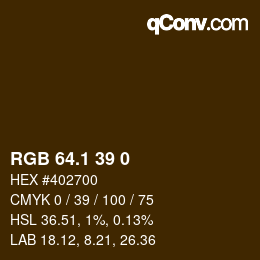 カラーコード: RGB 64.1 39 0 | qconv.com