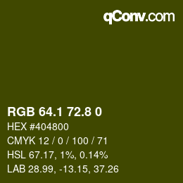 Color code: RGB 64.1 72.8 0 | qconv.com