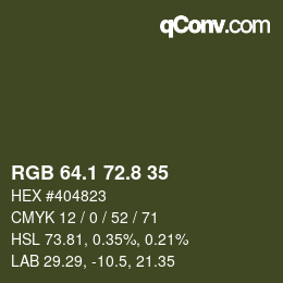 Color code: RGB 64.1 72.8 35 | qconv.com