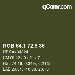 Color code: RGB 64.1 72.8 36 | qconv.com