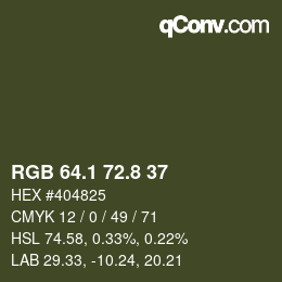Color code: RGB 64.1 72.8 37 | qconv.com