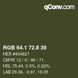 Color code: RGB 64.1 72.8 39 | qconv.com