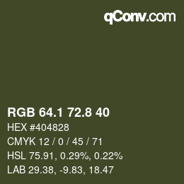 Color code: RGB 64.1 72.8 40 | qconv.com