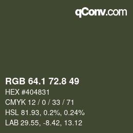 カラーコード: RGB 64.1 72.8 49 | qconv.com