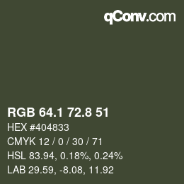 カラーコード: RGB 64.1 72.8 51 | qconv.com