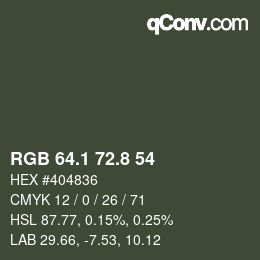Color code: RGB 64.1 72.8 54 | qconv.com