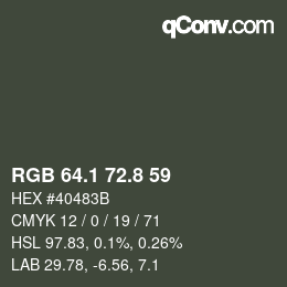 Color code: RGB 64.1 72.8 59 | qconv.com