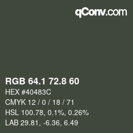 Color code: RGB 64.1 72.8 60 | qconv.com