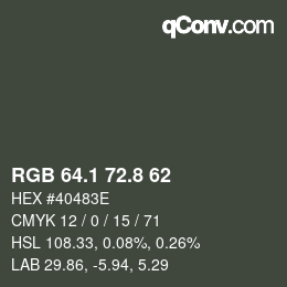 Color code: RGB 64.1 72.8 62 | qconv.com