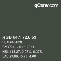 カラーコード: RGB 64.1 72.8 63 | qconv.com