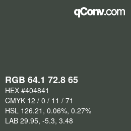 Color code: RGB 64.1 72.8 65 | qconv.com