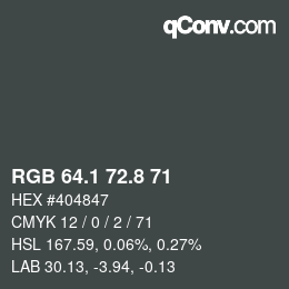 カラーコード: RGB 64.1 72.8 71 | qconv.com