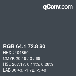 Color code: RGB 64.1 72.8 80 | qconv.com