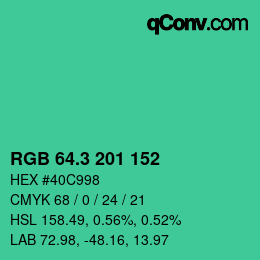 カラーコード: RGB 64.3 201 152 | qconv.com