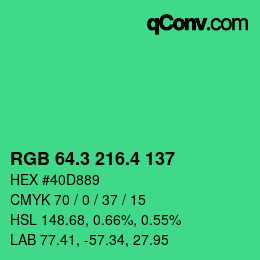 カラーコード: RGB 64.3 216.4 137 | qconv.com