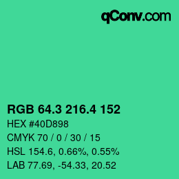 カラーコード: RGB 64.3 216.4 152 | qconv.com