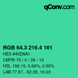 カラーコード: RGB 64.3 216.4 161 | qconv.com