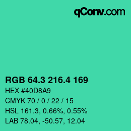 カラーコード: RGB 64.3 216.4 169 | qconv.com