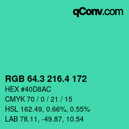 カラーコード: RGB 64.3 216.4 172 | qconv.com