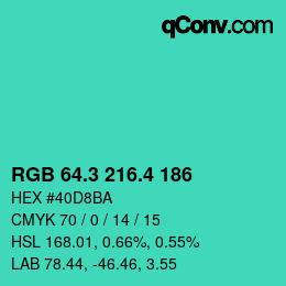 カラーコード: RGB 64.3 216.4 186 | qconv.com