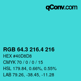 カラーコード: RGB 64.3 216.4 216 | qconv.com