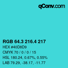 カラーコード: RGB 64.3 216.4 217 | qconv.com