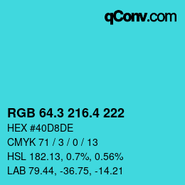 カラーコード: RGB 64.3 216.4 222 | qconv.com