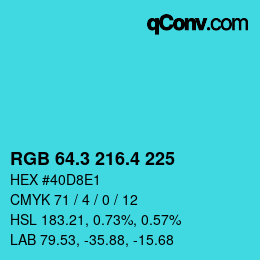 カラーコード: RGB 64.3 216.4 225 | qconv.com