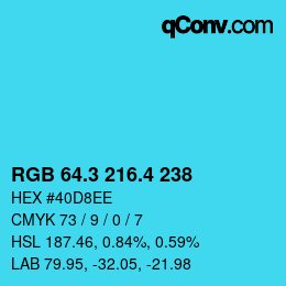 カラーコード: RGB 64.3 216.4 238 | qconv.com