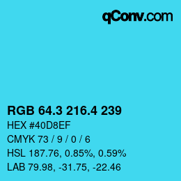 カラーコード: RGB 64.3 216.4 239 | qconv.com