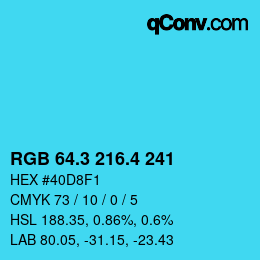 カラーコード: RGB 64.3 216.4 241 | qconv.com
