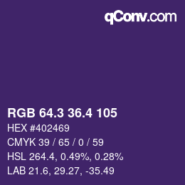カラーコード: RGB 64.3 36.4 105 | qconv.com
