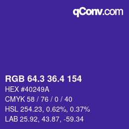 カラーコード: RGB 64.3 36.4 154 | qconv.com
